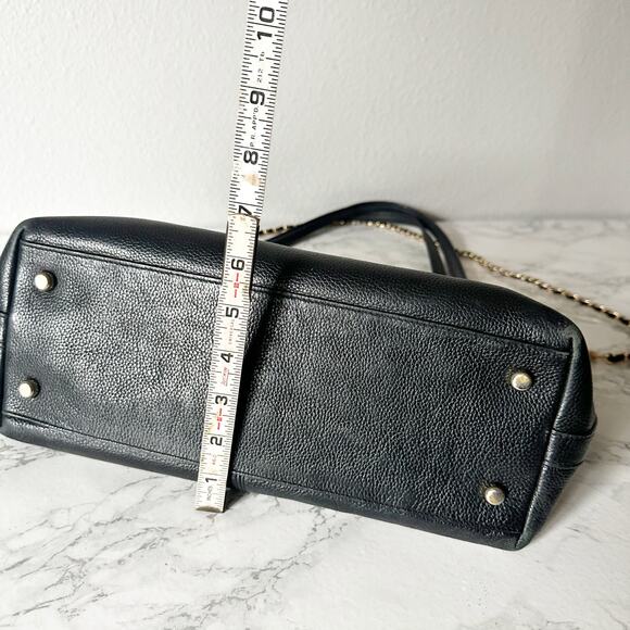 4. Coach Tyler Black Pebble Leather Shoulder Zip Top Tote Bag Goldtone hardware - Picture 13 of 15